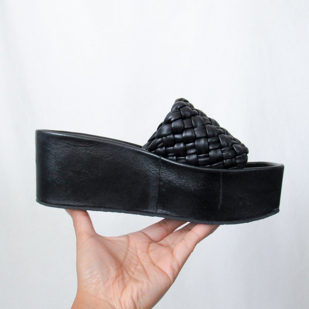VINCE Mari Braided Leather Platform Sandals Slip-On Slide Sandals Size- 8.5~$350 - Picture 6 of 16